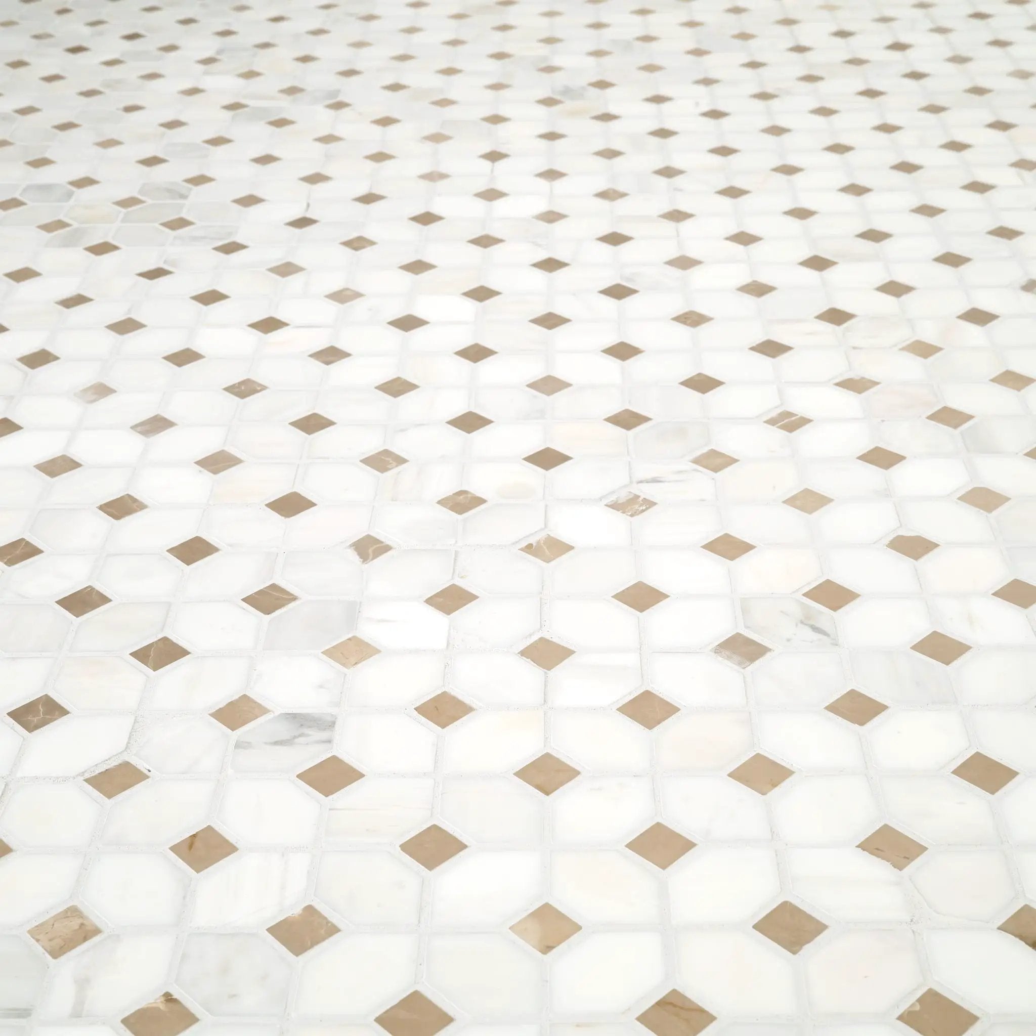 Bianco Dolomite Crema Dotty Polished Pattern Marble Mosaics by MSI Surfaces
