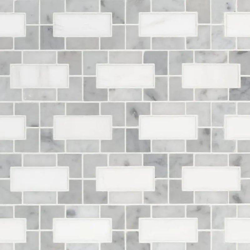 Bianco Dolomite Polished Pattern Marble Mosaics LYNXP close up