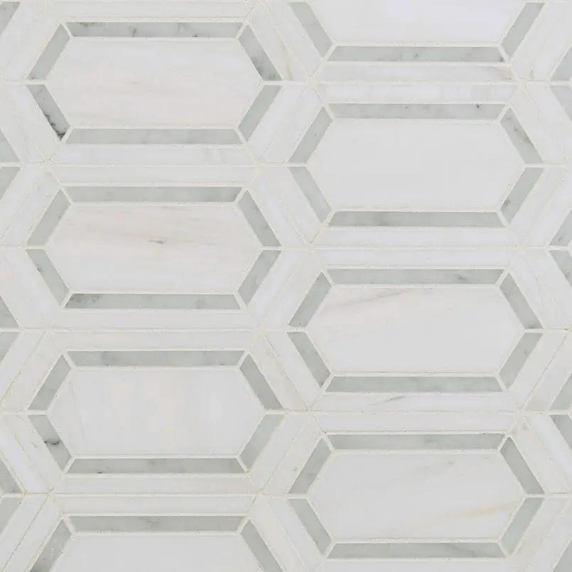 Pavilion Picket Polished Pattern Marble Mosaics close up