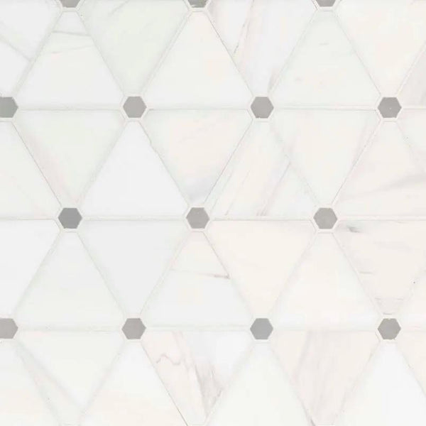 Bianco Dolomite Polished Pinwheel Pattern Marble Mosaics