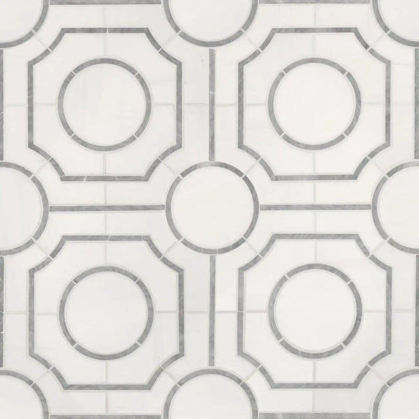 Bianco Dolomite Regency Polished Pattern Marble Mosaics