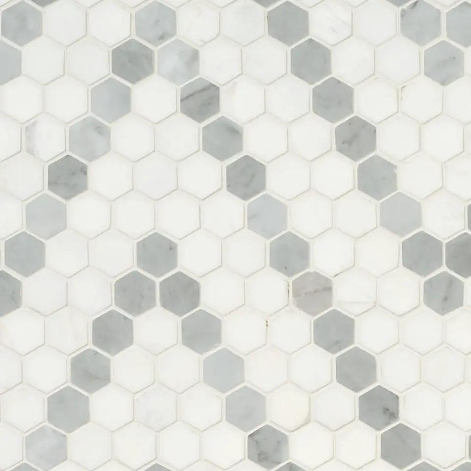 Bianco Dolomite Sazi Polished Marble Mosaics by MSI Surfaces