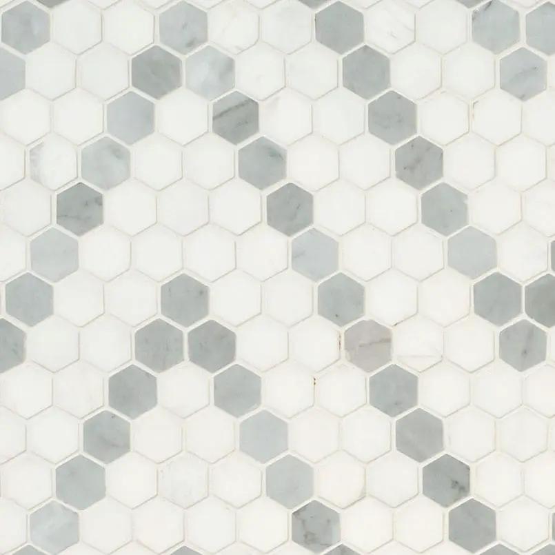 Bianco Dolomite Sazi Polished Marble Mosaics by MSI Surfaces