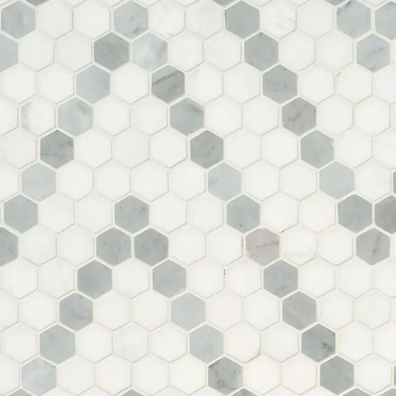Bianco Dolomite Sazi Polished Marble Mosaics by MSI Surfaces