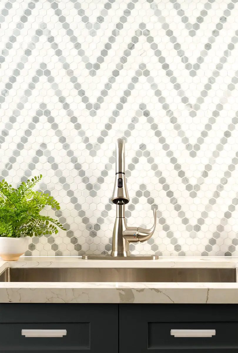 Bianco Dolomite Sazi Polished Marble Mosaics by MSI Surfaces