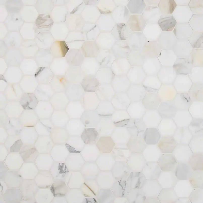 Calacatta Marble Polished Hexagon Mosaics by MSI Surfaces