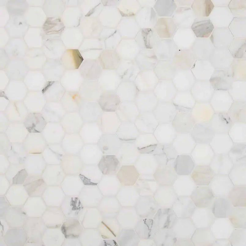Calacatta Marble Polished Hexagon Mosaics by MSI Surfaces