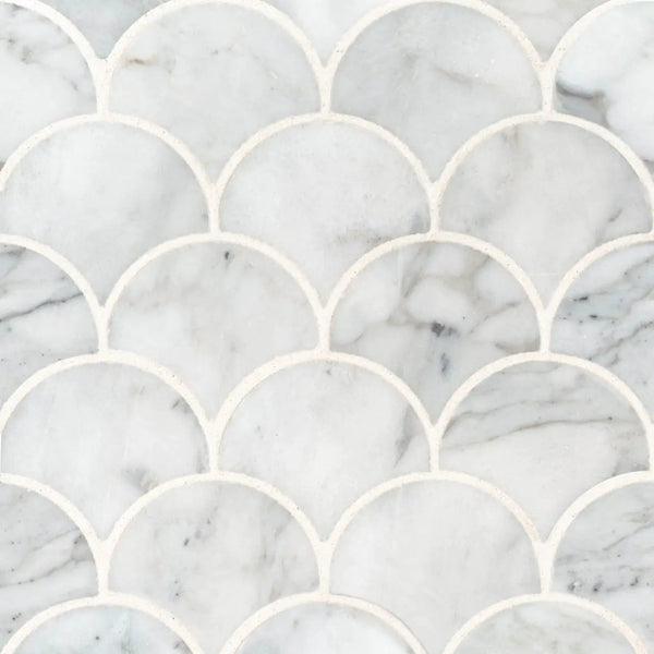 Calacatta Blanco Scallop Polished Pattern Marble Mosaics
