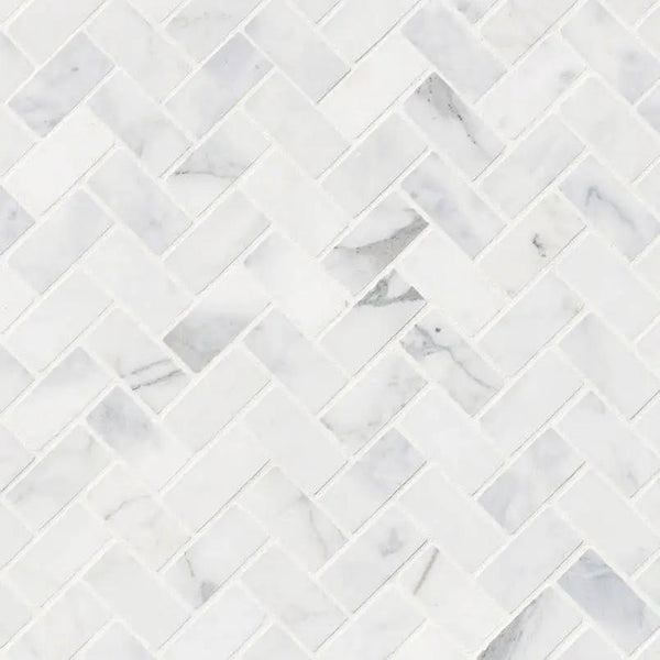 Calacatta Cressa Herringbone Honed Pattern Marble Mosaics