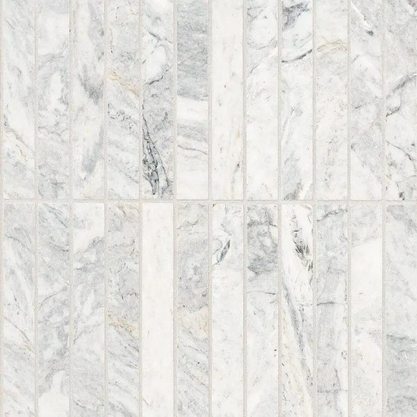 Capri Blue 1x6 Stack Pattern Honed Marble Mosaics