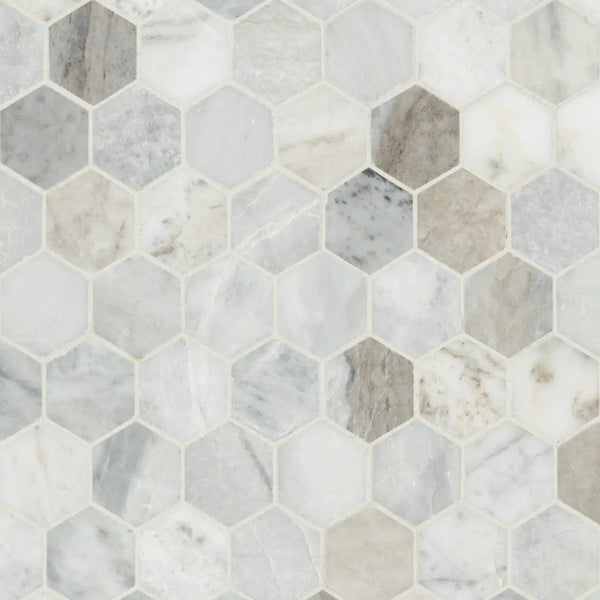 Capri Blue 2" Hexagon Mosaic Tile Honed Marble