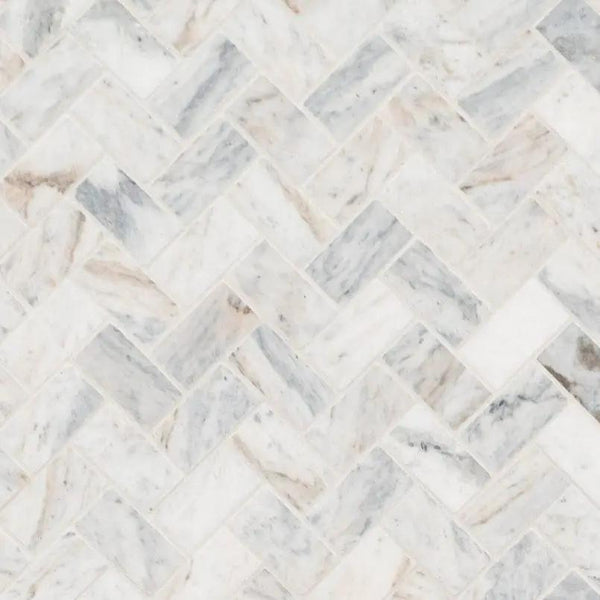 Capri Blue 1x2 Herringbone Honed Marble Mosaics