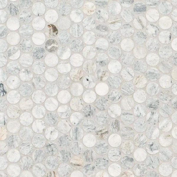Capri Blue Round Honed Matte Marble Mosaics