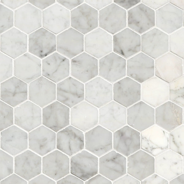 Carrara White Polished Hexagon Marble Mosaics