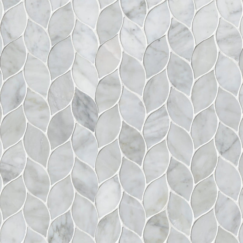Carrara White Blanco Pattern Honed Marble Mosaics close up