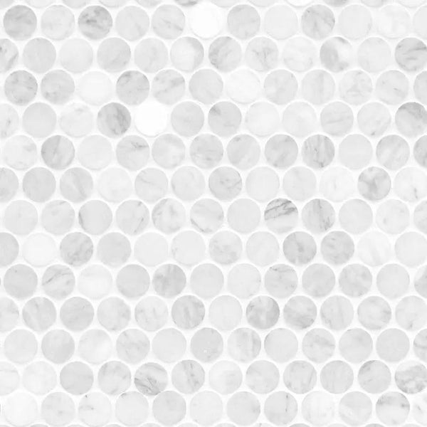 Carrara White Round Pattern Honed Marble Mosaics