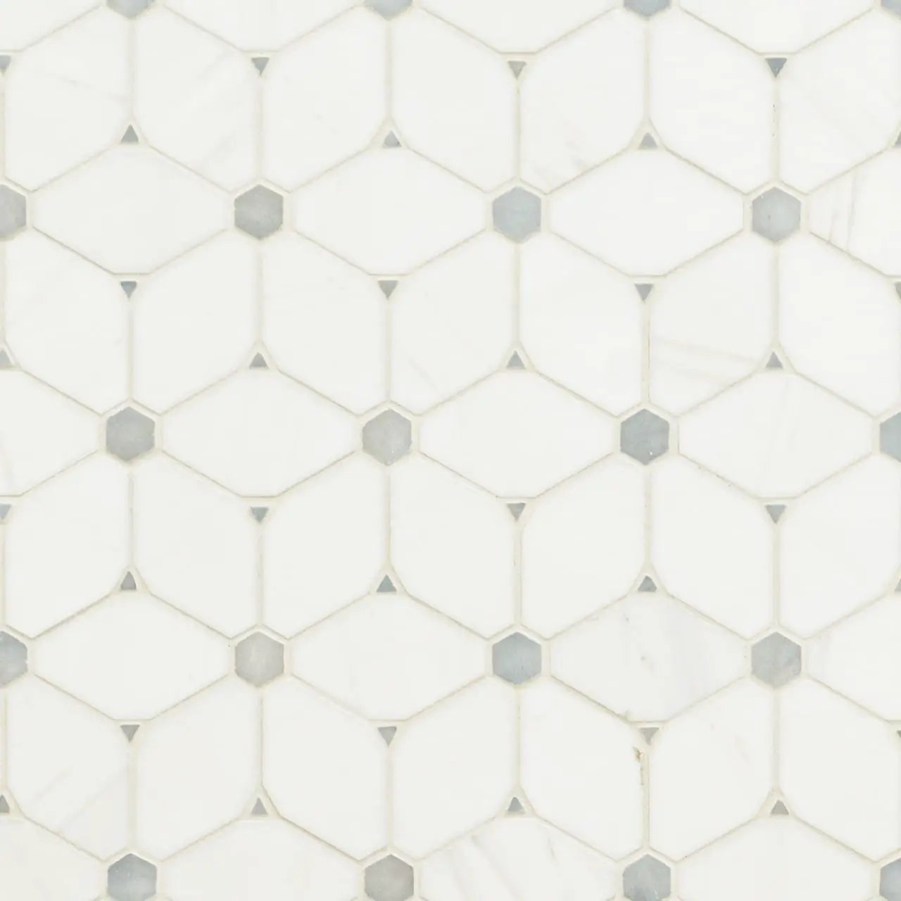 Cecily Grigio Polished Pattern Marble Mosaics close up