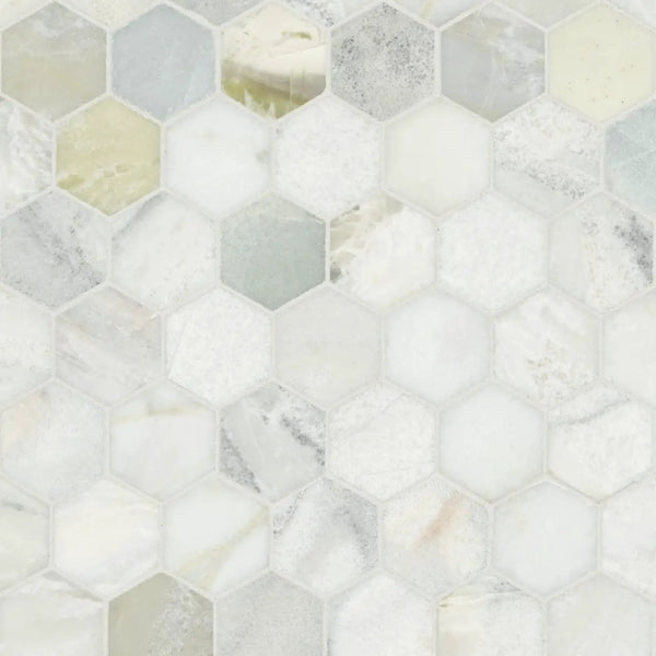 Cloudland 2" Hexagon Polished Marble Mosaics