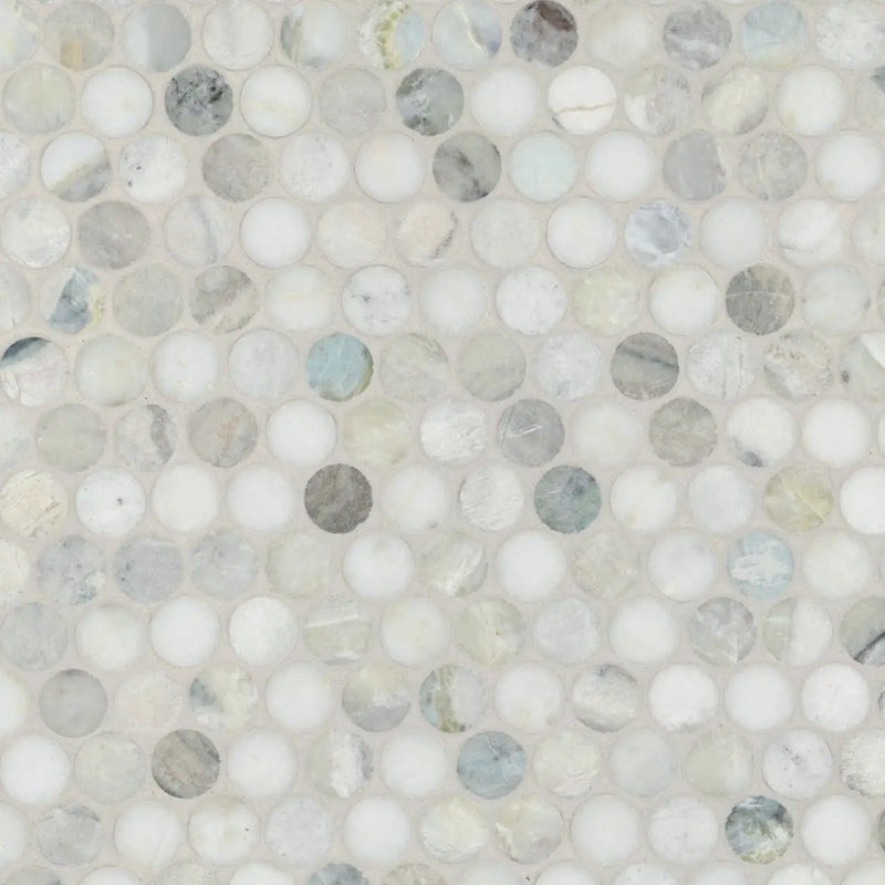 Cloudland Round Pattern Polished Marble Mosaics close up