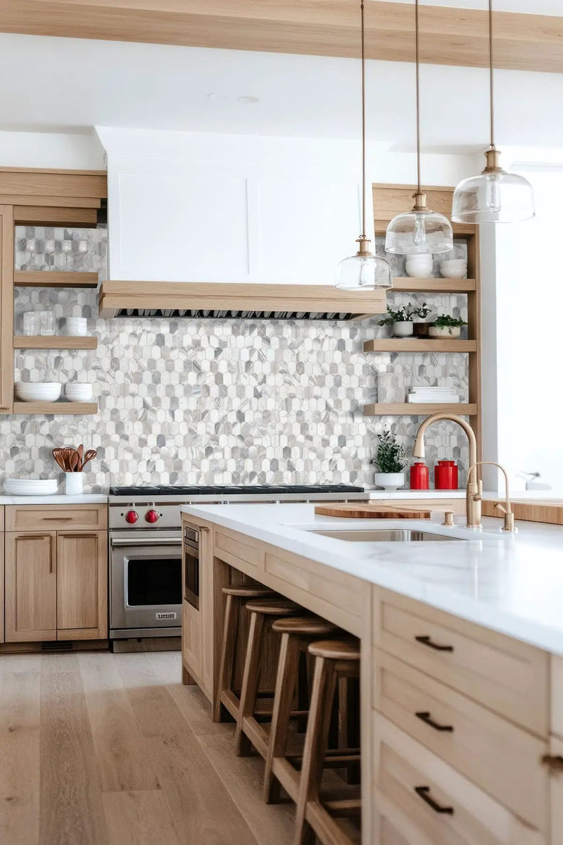 Edessa Scallop Polished Pattern Marble Mosaics by MSI Surfaces