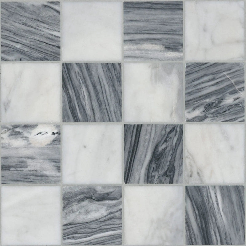 Firenze Blend 3x3 Polished Marble Mosaics close up