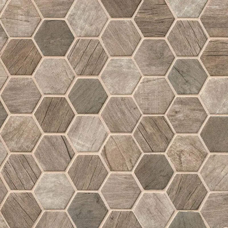 Driftwood Hexagon Mosaic Tile Matte Glass by MSI Surfaces