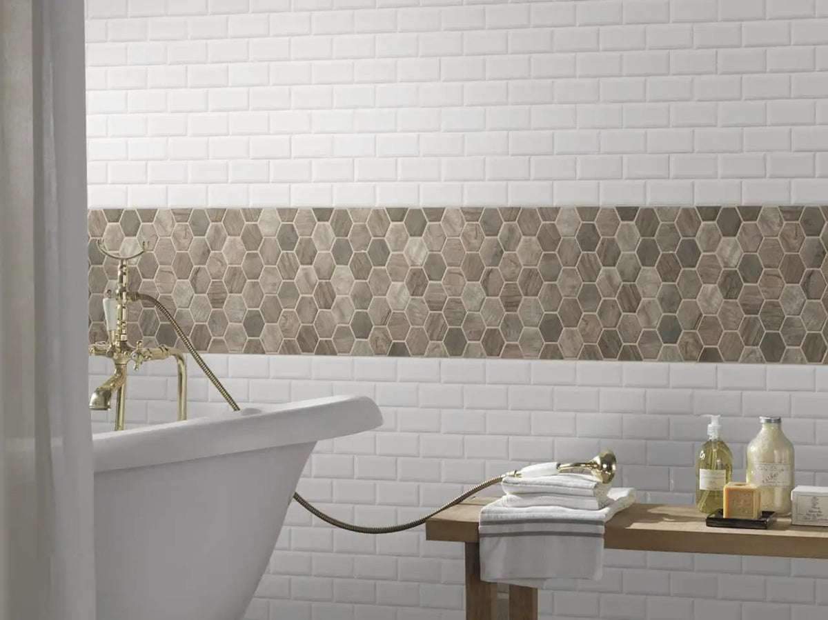 Driftwood Hexagon Mosaic Tile Matte Glass by MSI Surfaces