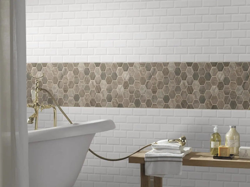 Driftwood Hexagon Mosaic Tile Matte Glass by MSI Surfaces