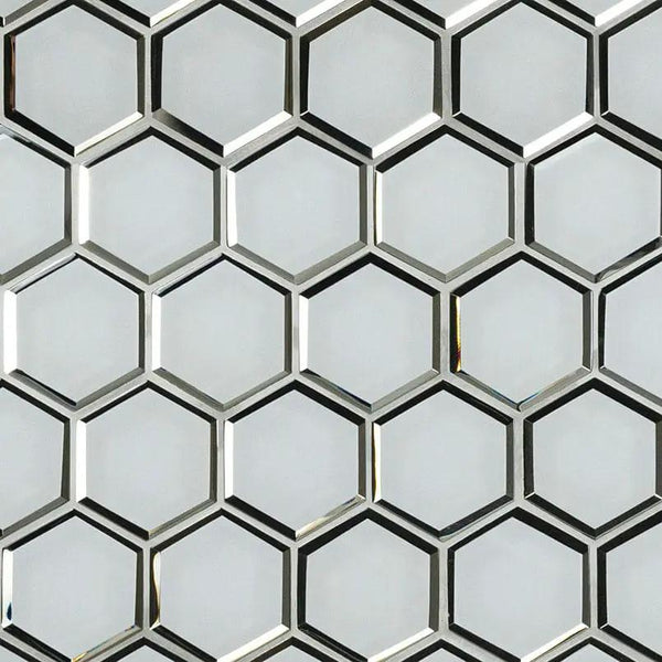 Ice Beveled 3" Hexagon Glass Mosaics