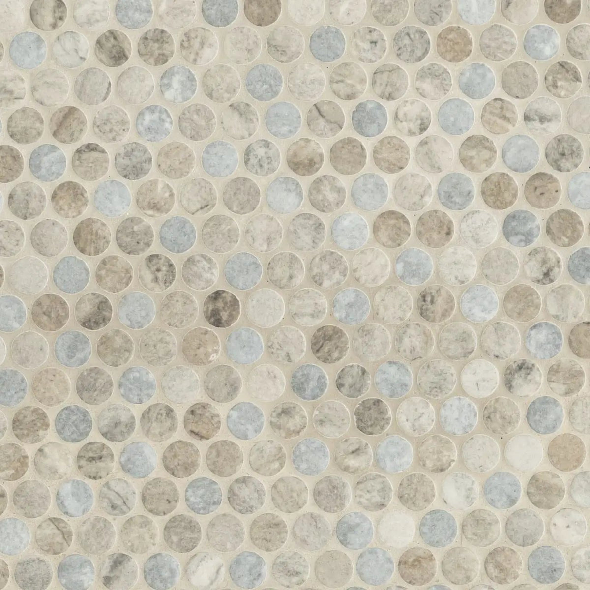 Stonella Penny Round 6mm Glass Mosaics by MSI Surfaces