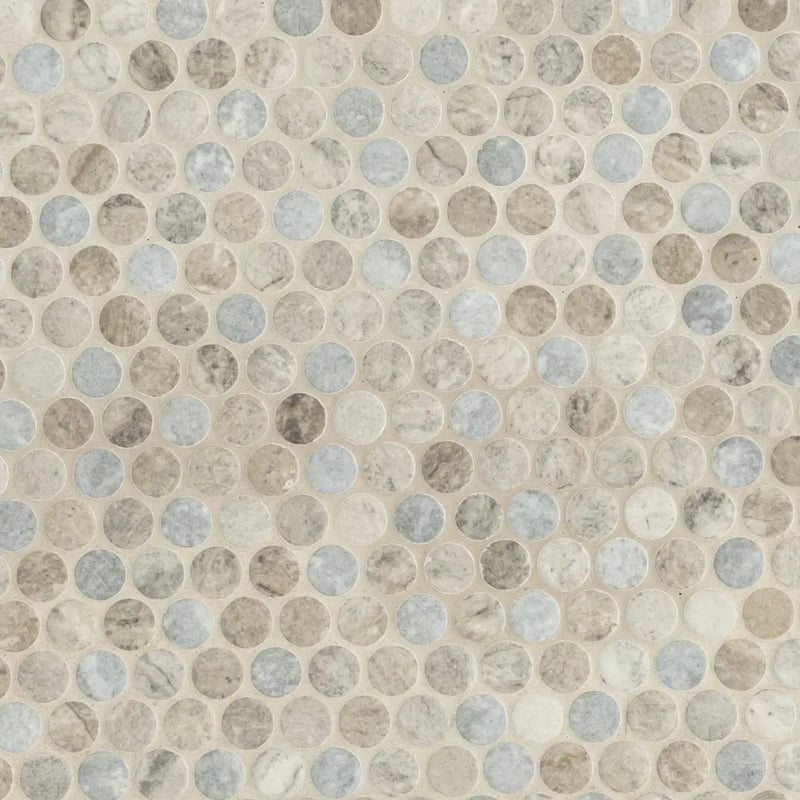 Stonella Penny Round 6mm Glass Mosaics by MSI Surfaces