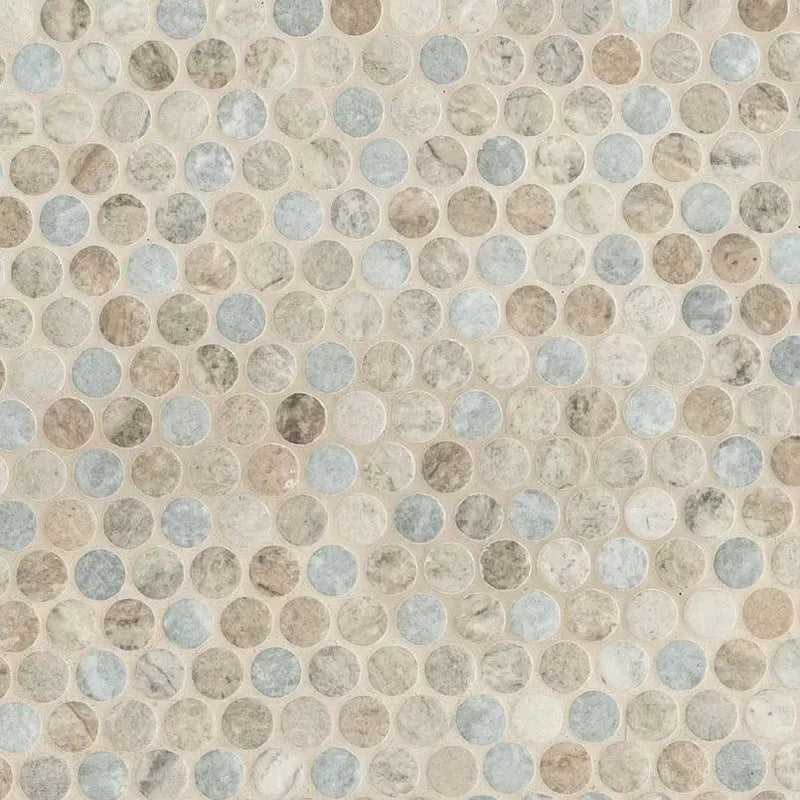 Stonella Penny Round 6mm Glass Mosaics by MSI Surfaces
