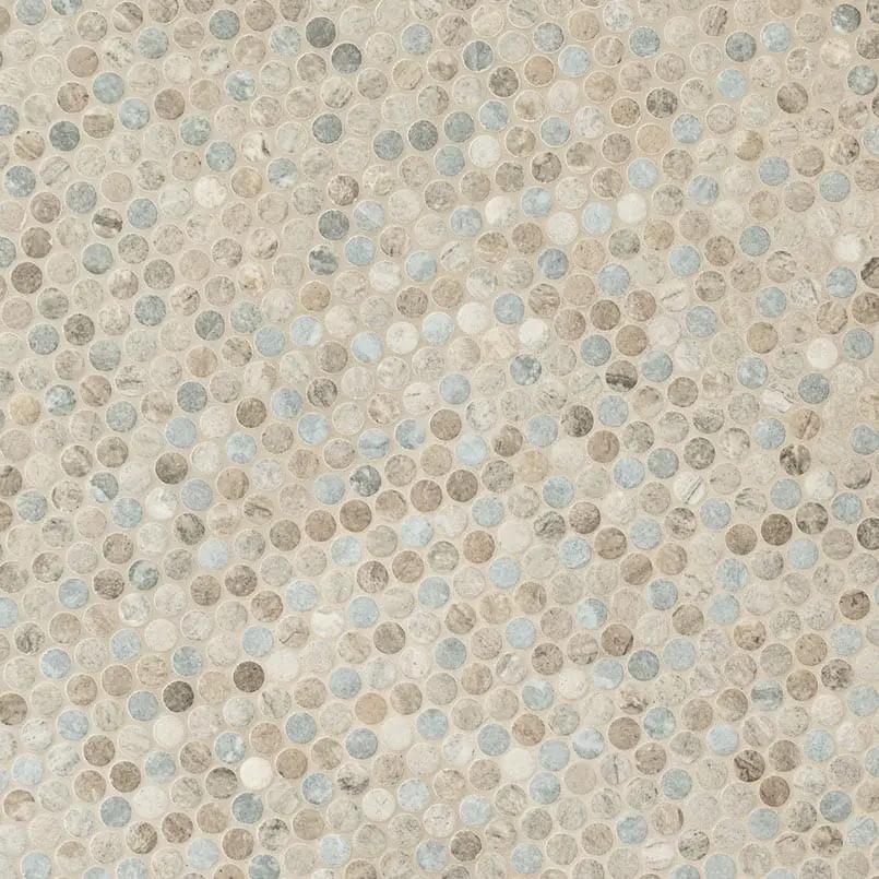 Stonella Penny Round 6mm Glass Mosaics by MSI Surfaces