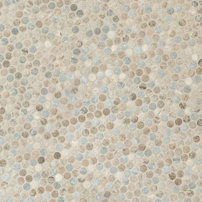 Stonella Penny Round 6mm Glass Mosaics by MSI Surfaces