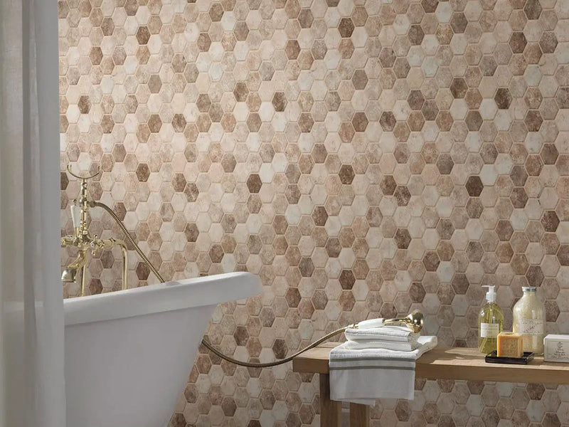Sandhills Hexagon Mosaic Tile Pattern Glass by MSI Surfaces