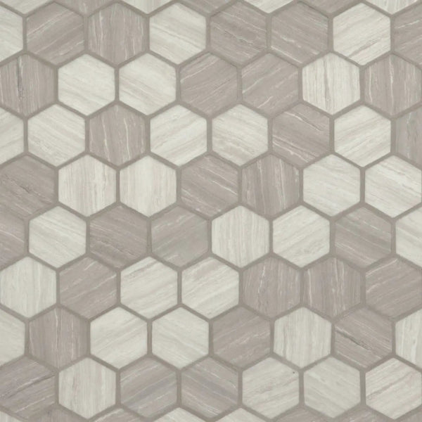 Silva Oak 2" Hexagon Mosaic Tile Glass