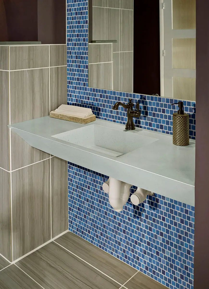 Hawaiian Blue 1x1x4mm Staggered Glass Mosaics 1x1 by MSI Surfaces