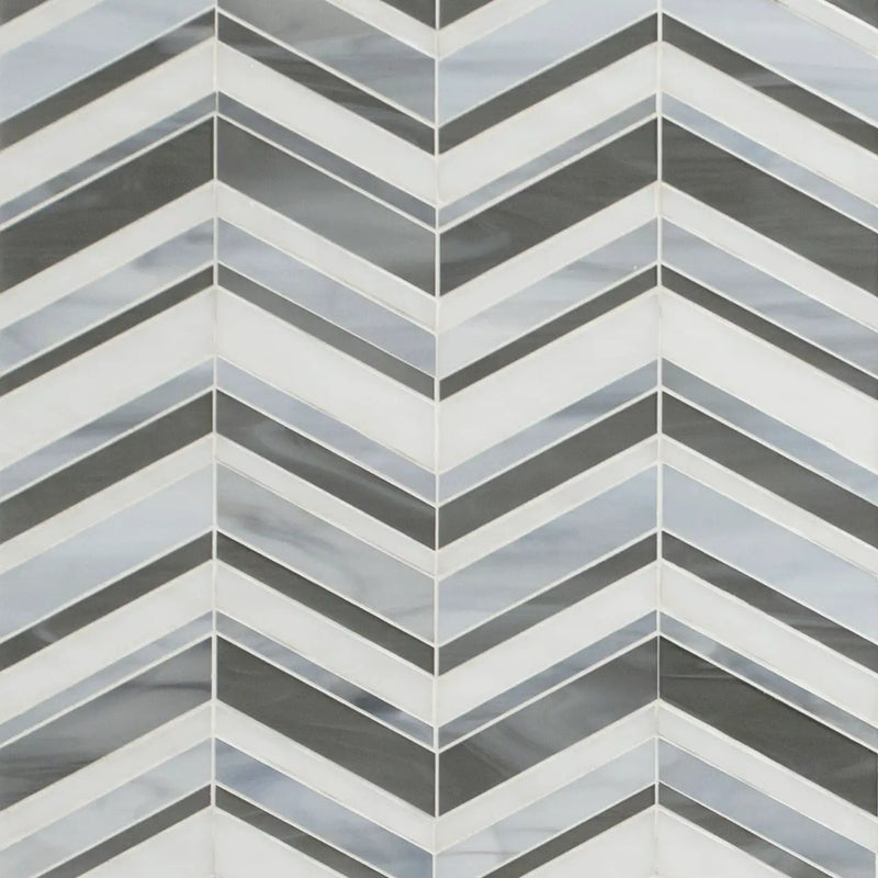Urban Wave Lapis 3mm Pattern Glass Mosaics close up