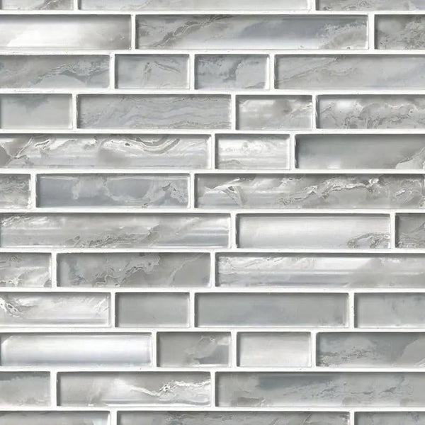 Silver Canvas Interlocking Pattern 8mm Glass Mosaics