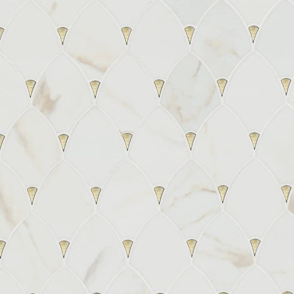 Citadel Gold Trident Tile Glossy Pattern Glass Mosaics