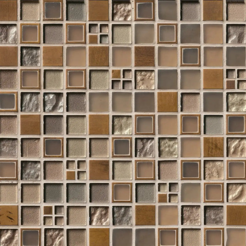 Manhattan Blend Pattern 8mm Glass Mosaics close up