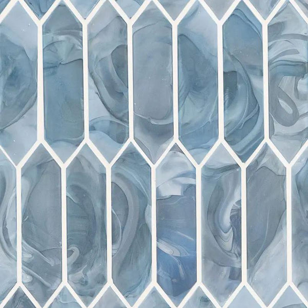 Blue Shimmer Picket 6mm Pattern Glass Mosaics
