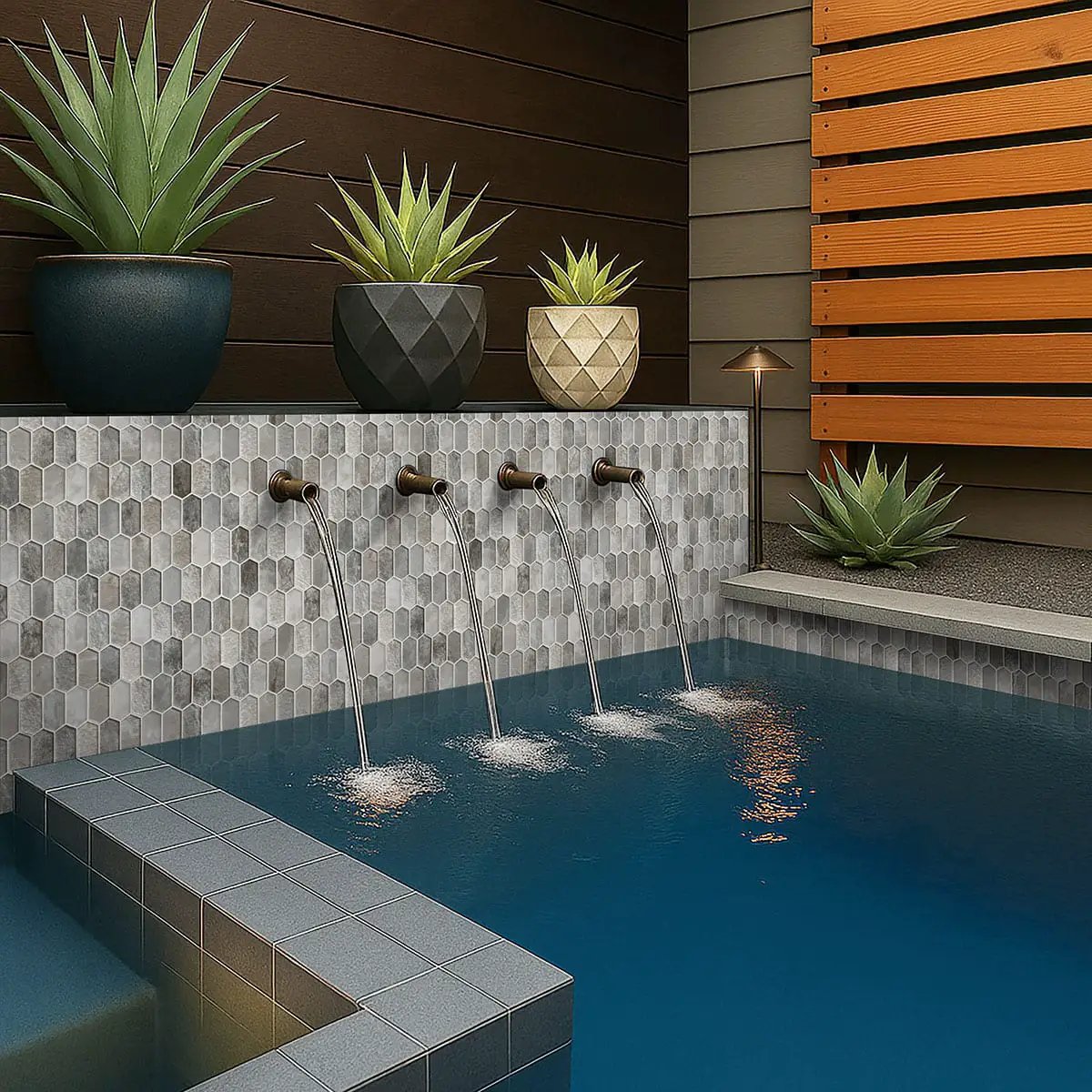 Savoy Picket Pattern 8mm Glass Mosaics in a finished room