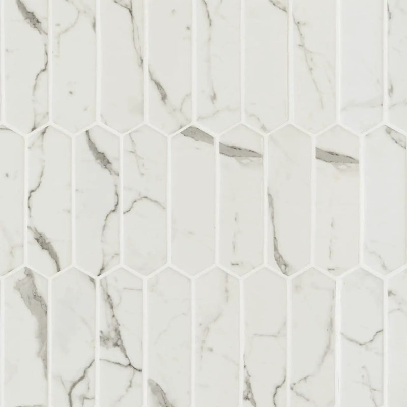 Statuario Celano Picket 6mm Glass Mosaics by MSI Surfaces