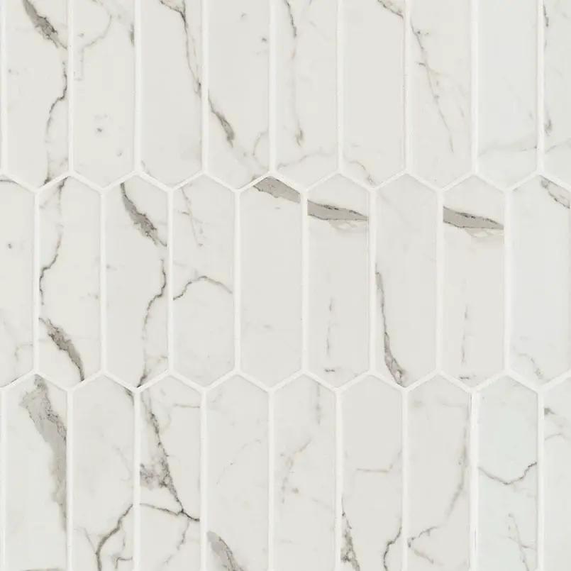 Statuario Celano Picket 6mm Glass Mosaics by MSI Surfaces