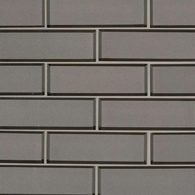 Champagne Bevel Subway Tile 2x6 Glossy Glass Mosaics close up