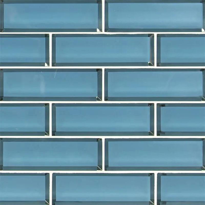 Haiku Sapphire Glass Subway Tile 2x6 Mosaics close up