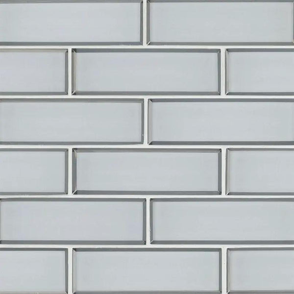 Ice Bevel Subway Tile 2x6 Glossy Glass Mosaics