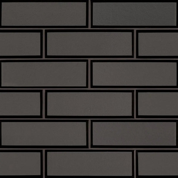 Metallic Gray Bevel Subway Tile Glossy Glass Mosaics 2x6