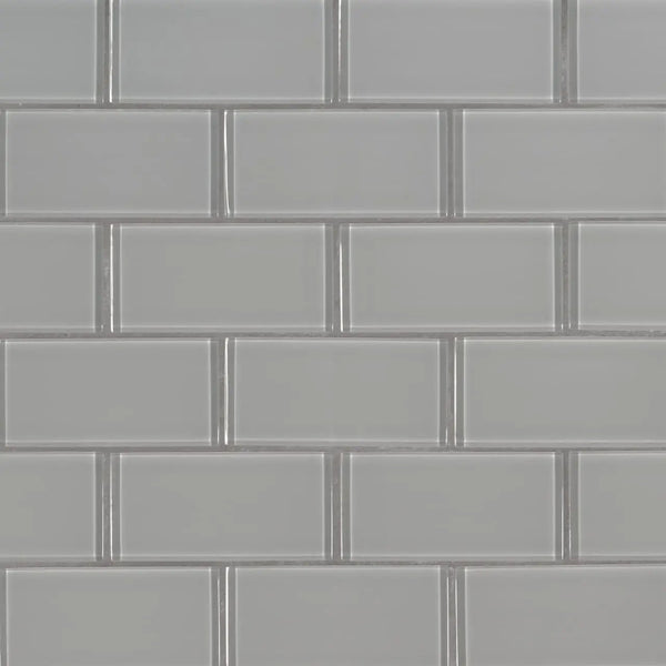 Oyster Gray Subway Tile 2x4 Glass Mosaics